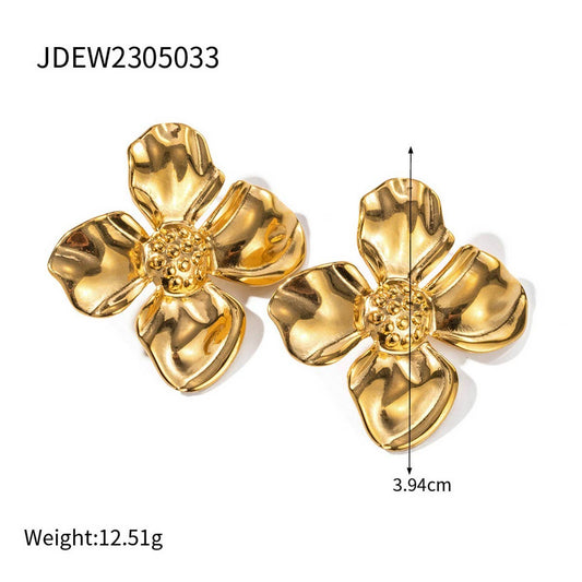 GOLD FLOWER JEWELRY LIGHT LUXURY VERSATILE EARRINGS