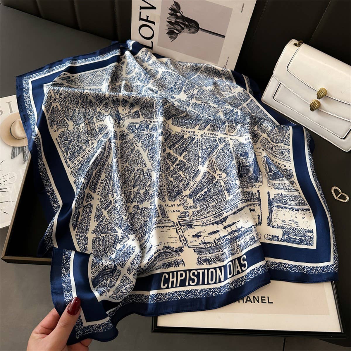 Lightweight Satin Square Scarf for Neck or Bag