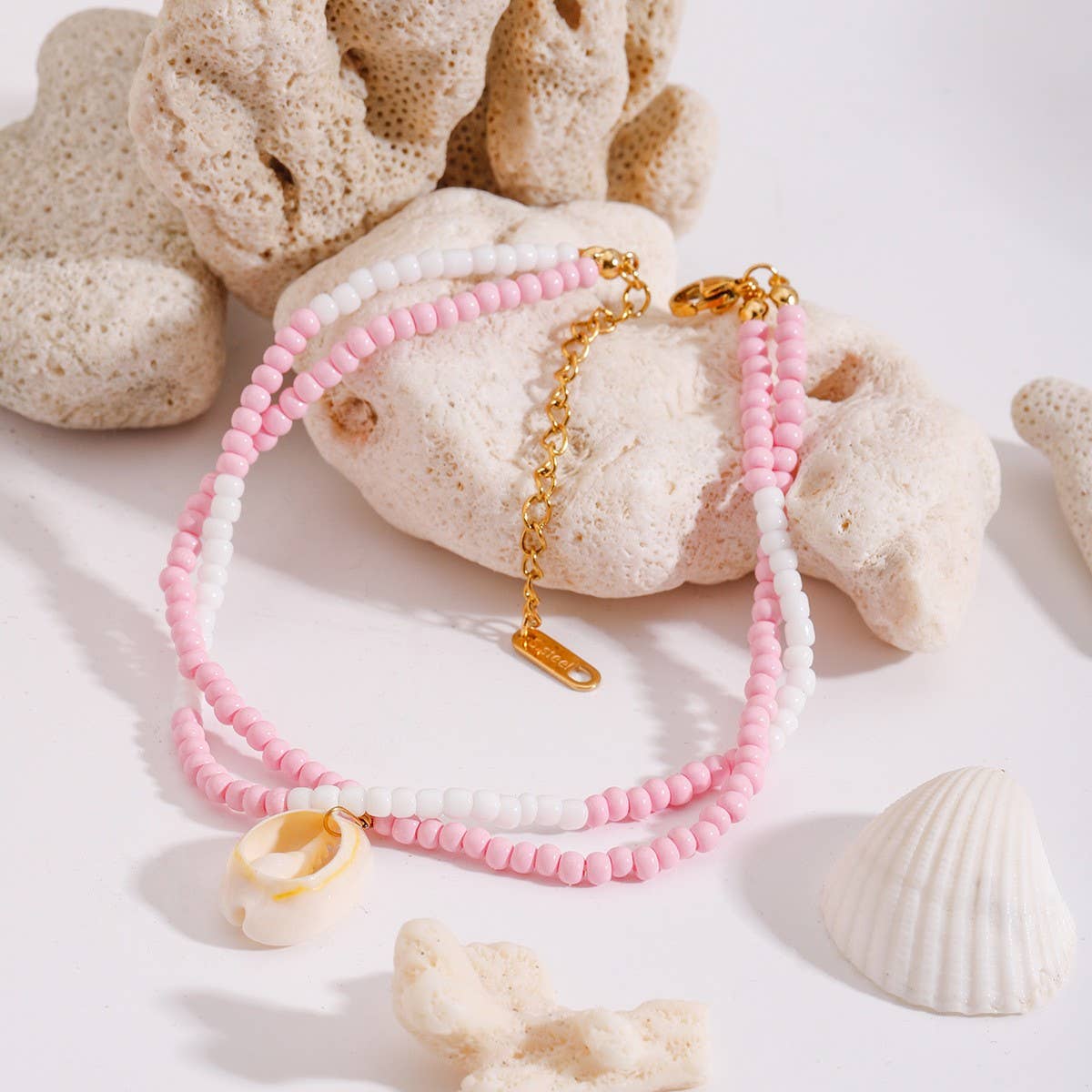 18K Gold Double Layer Shell Anklet, Stainless_CWAJE4701