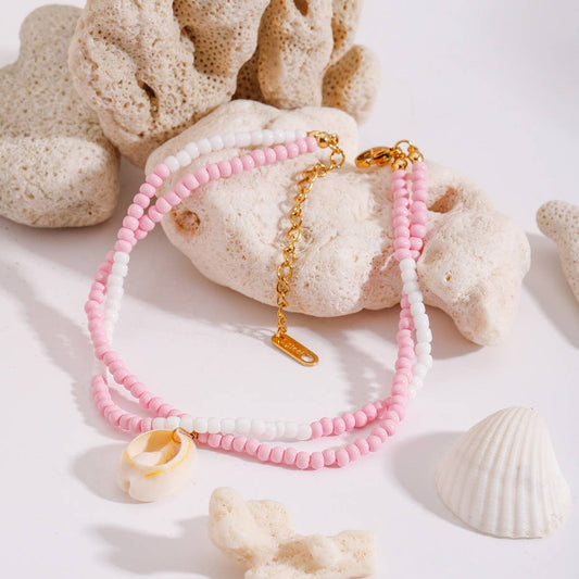 18K Gold Double Layer Shell Anklet, Stainless_CWAJE4701