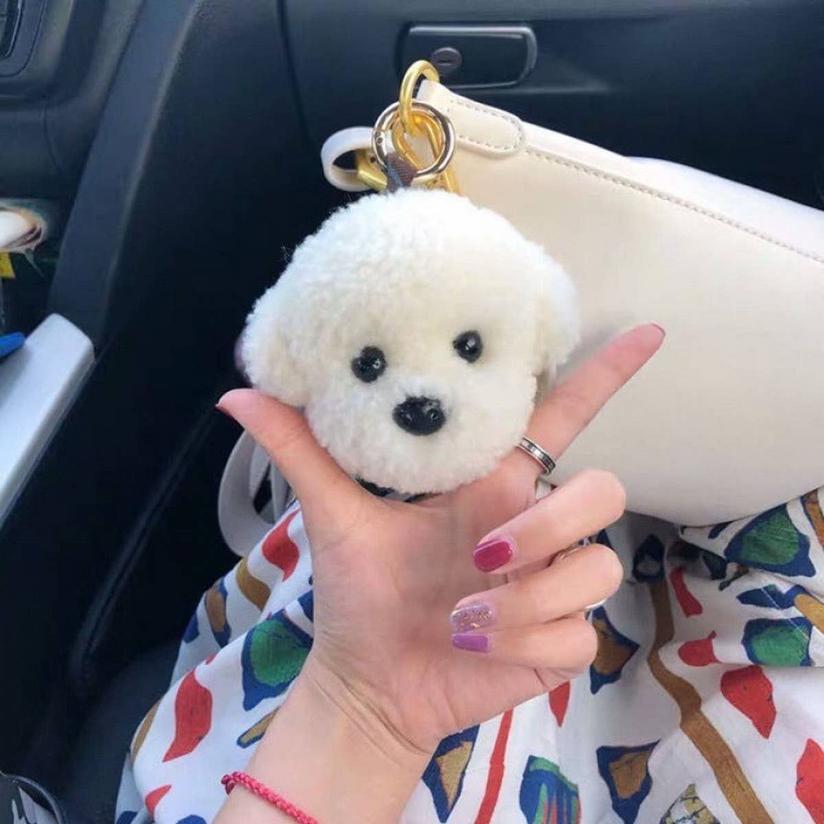 LAMB FUR PUPPY PLUSH BAG PENDANT CAR KEYCHAIN