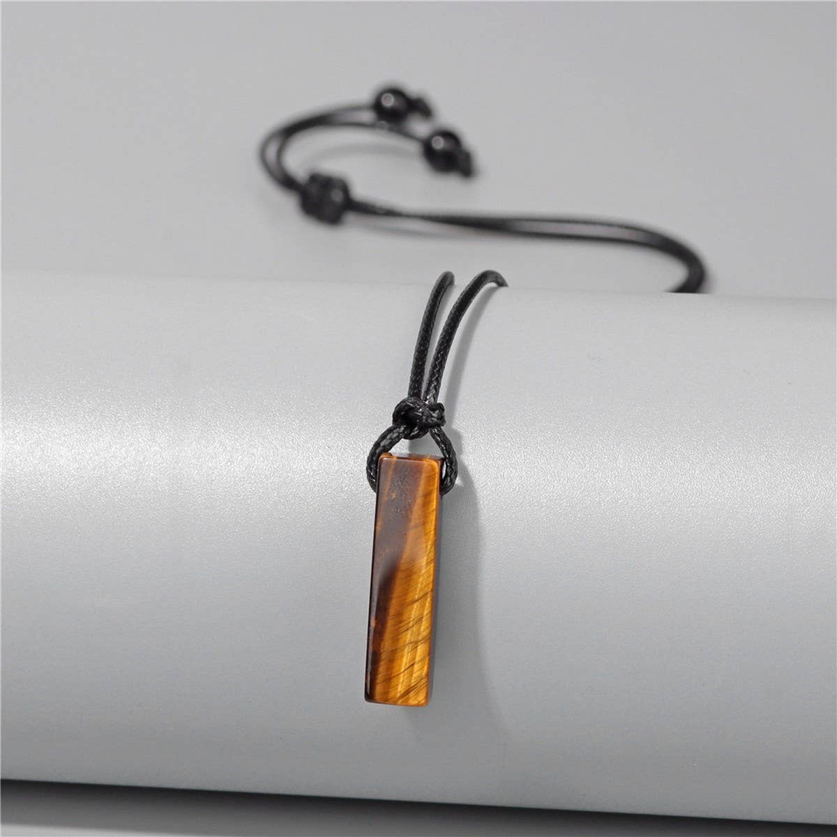 CWAJE3881_IRREGULAR STONE RECTANGULAR PENDANT NECKLACE