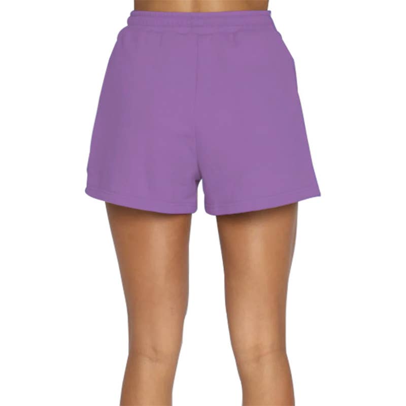 Pocket solid-color shorts and hoodie set