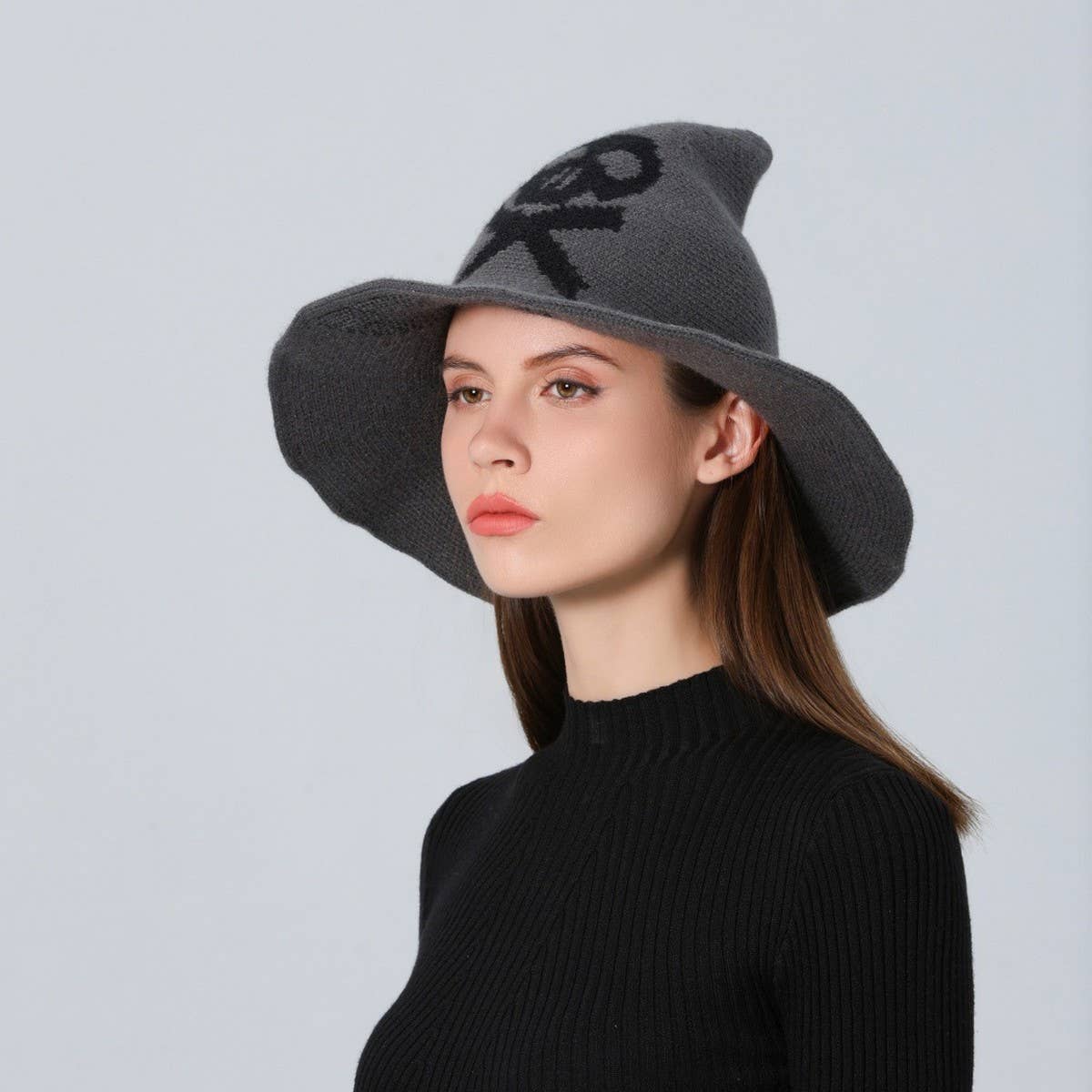 CWAH1681_Halloween Skull Knitted Wizard Hat