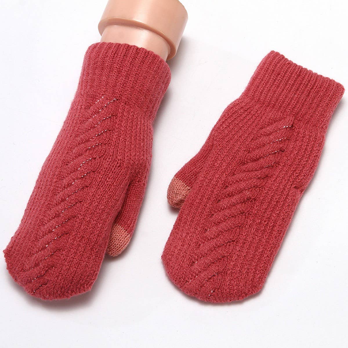 WINTER WOMEN'S CUTE THICK KNIT TOUCHSCREEN GLOVES_CWAG0271
