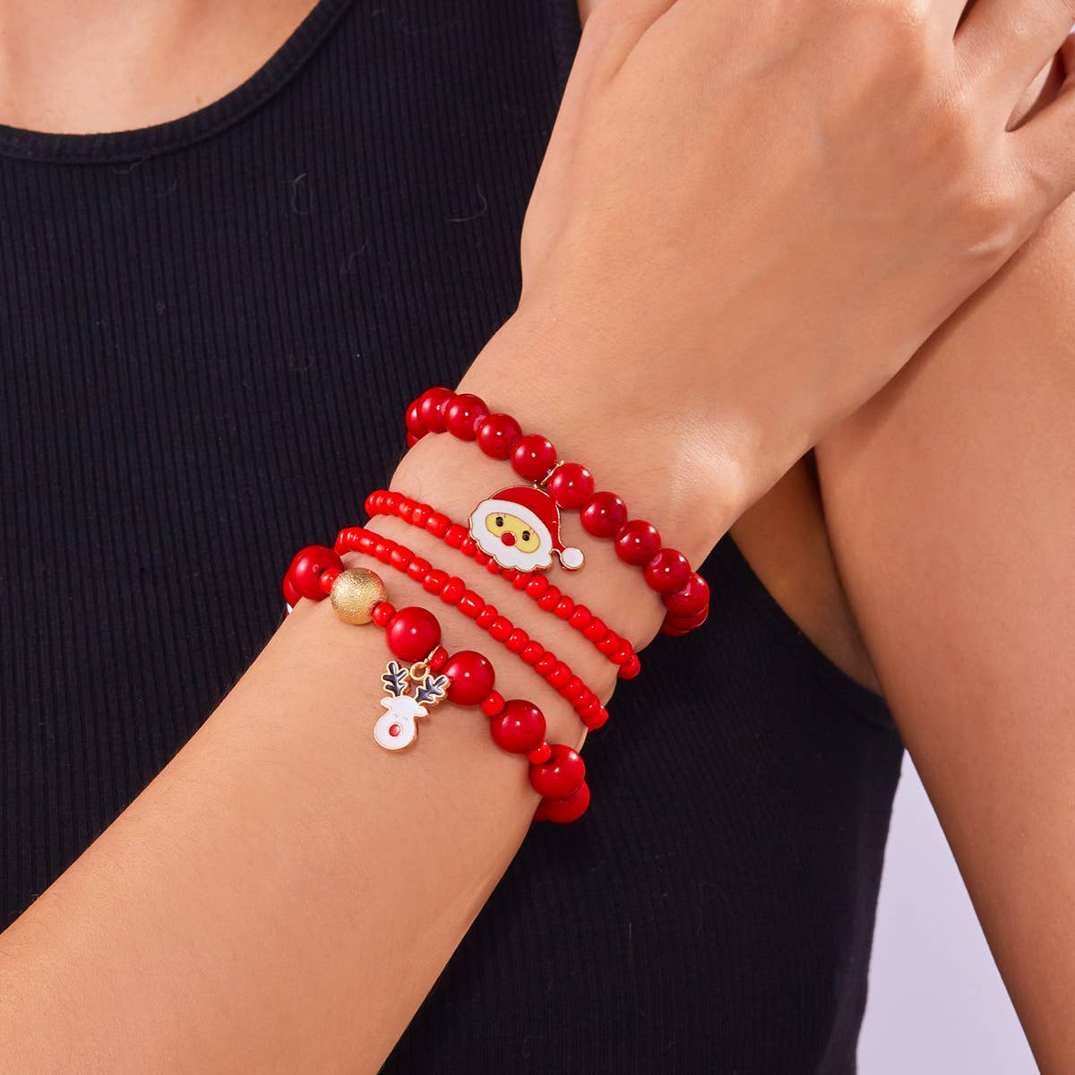 COLORFUL DIAMOND-STUDDED SNOWFLAKE ELASTIC BEADS