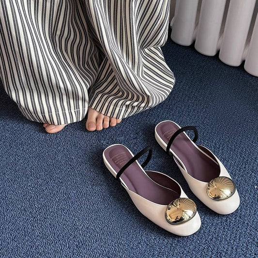 Vintage Buckle Mules for Women Closed Toe