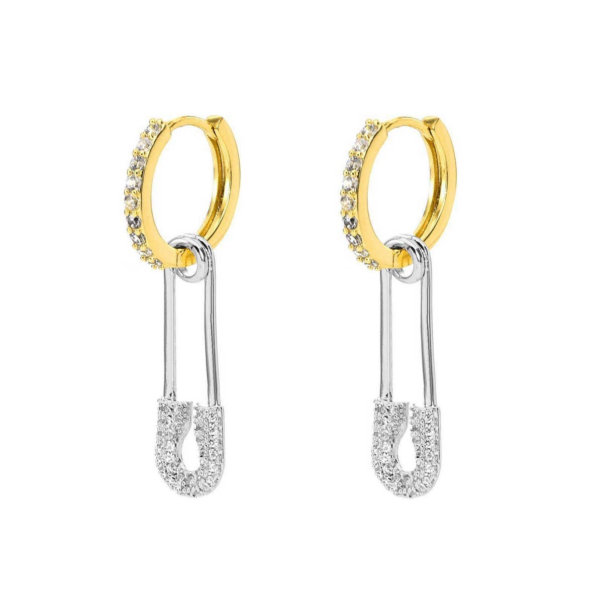 Fashionable Design Paperclip Zirconia Earrings
