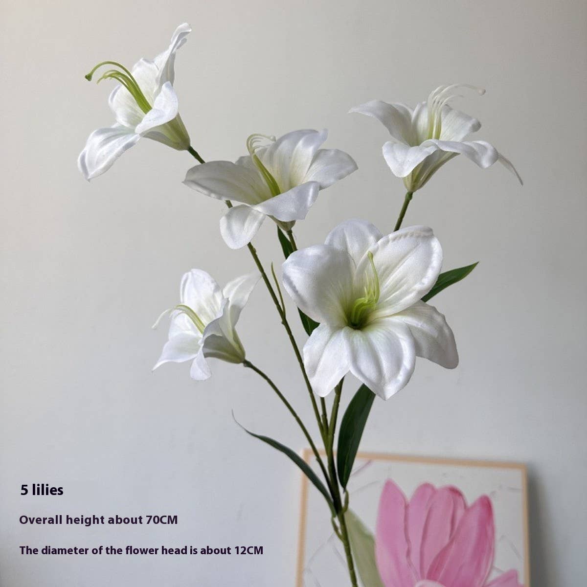 Artificial Amaryllis Lily Stem with 5 Blooms_CWMM6503