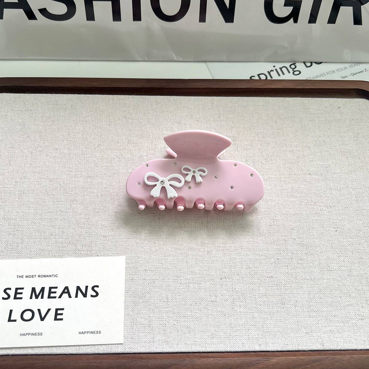 Pink Bow Acetate Claw Clip ??Cute & Elegant Style_CWAHA5708