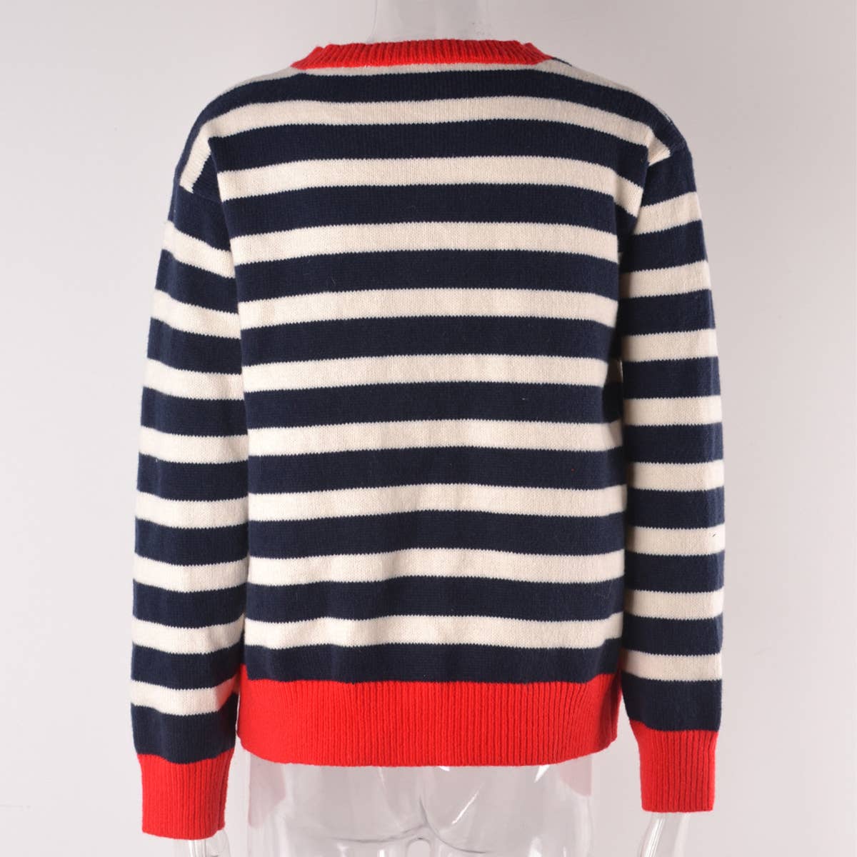 STRIPED CARDIGAN BUTTON KNIT SWEATER