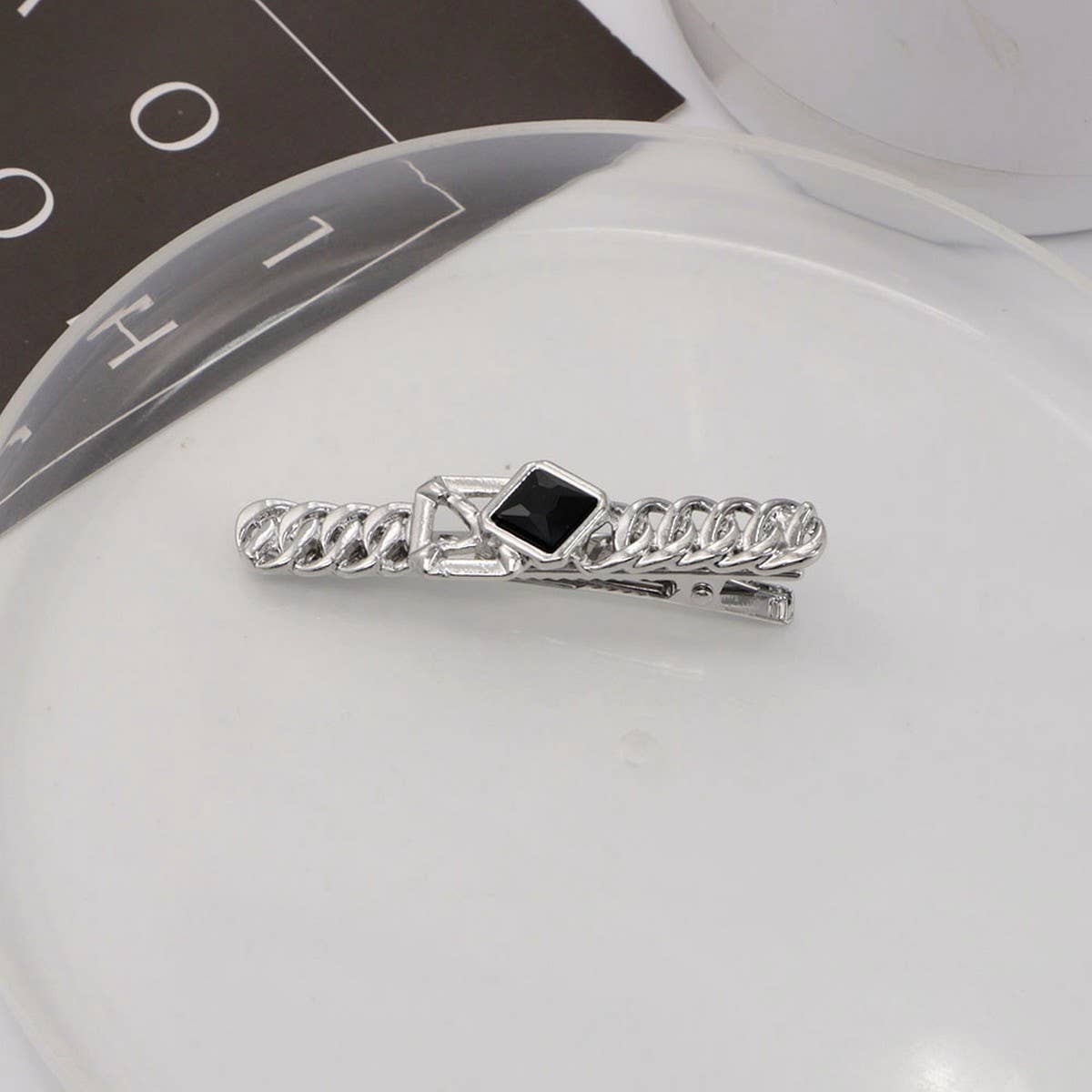 METAL ROSE HAIRPIN SIDE BANGS DUCKBILL CLIP