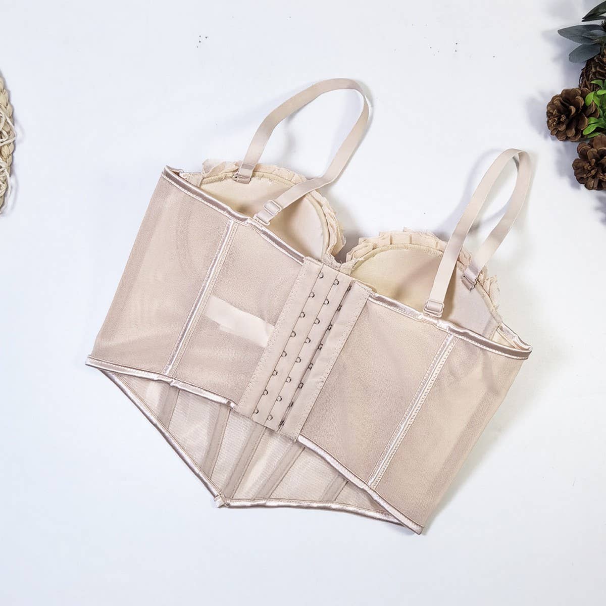 DESIGNER MESH LACE HERRINGBONE BRA