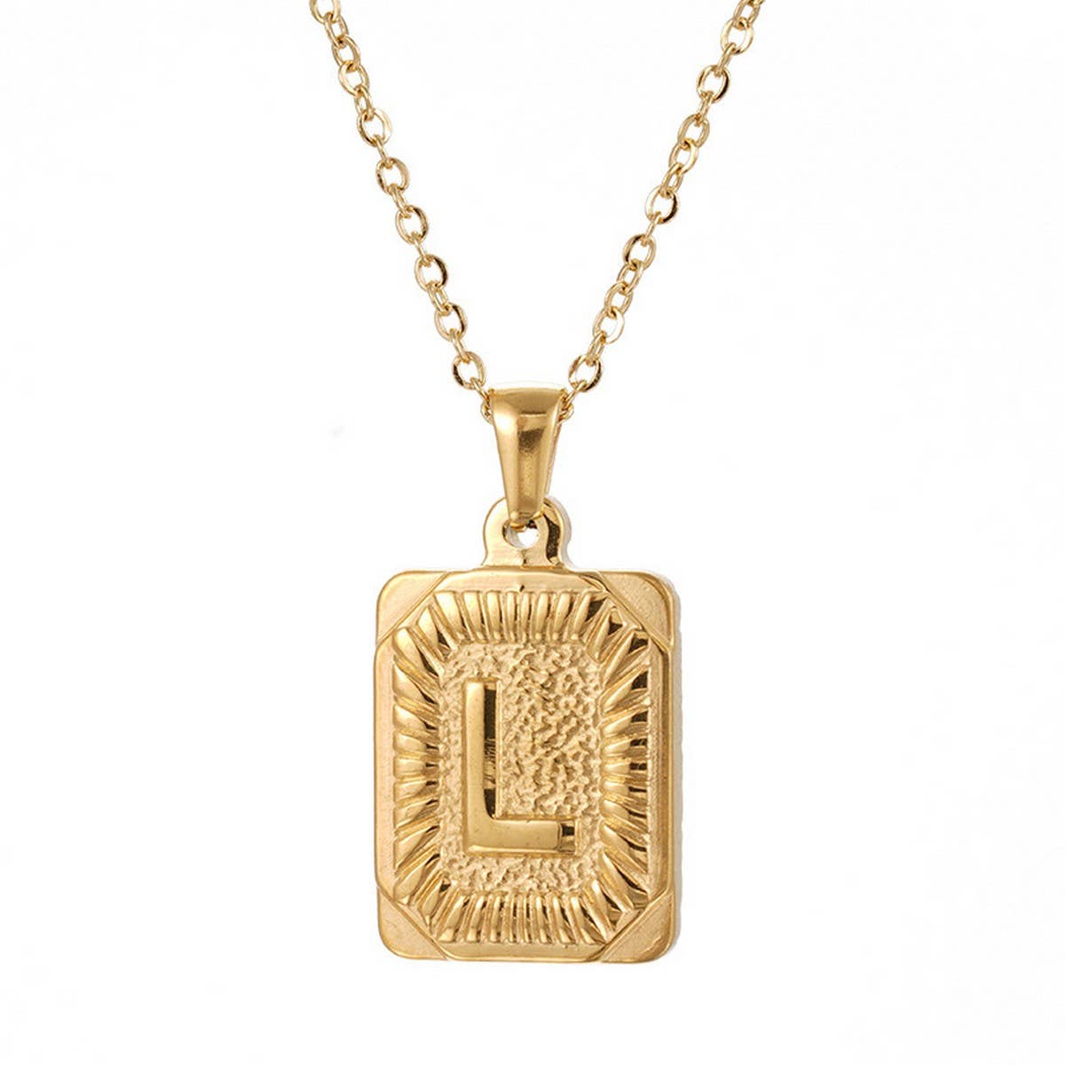 CWAJE1937_Square Stainless Steel Letter Fashion Necklace