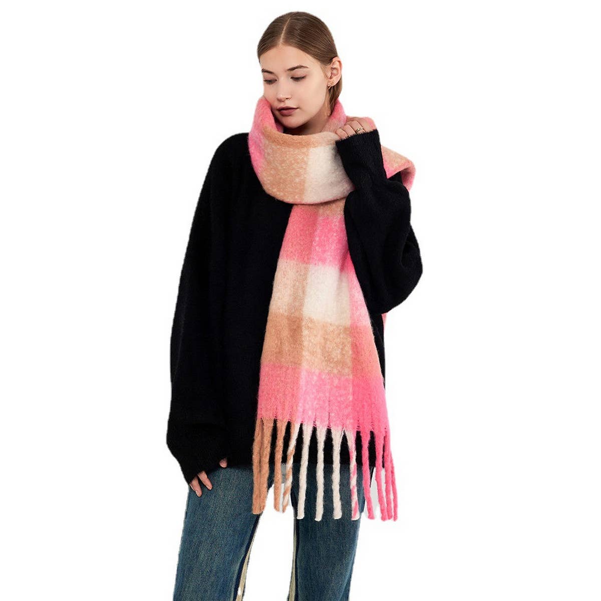 New Plaid Tassel Scarf for Women - Winter Warmth