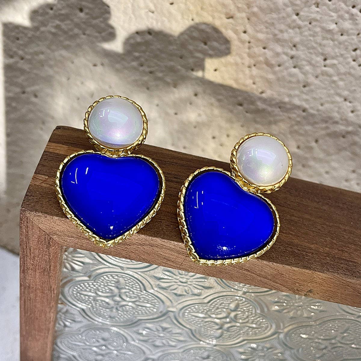 WOMEN RETRO BLUE SERIES GEMSTONE EARRINGS