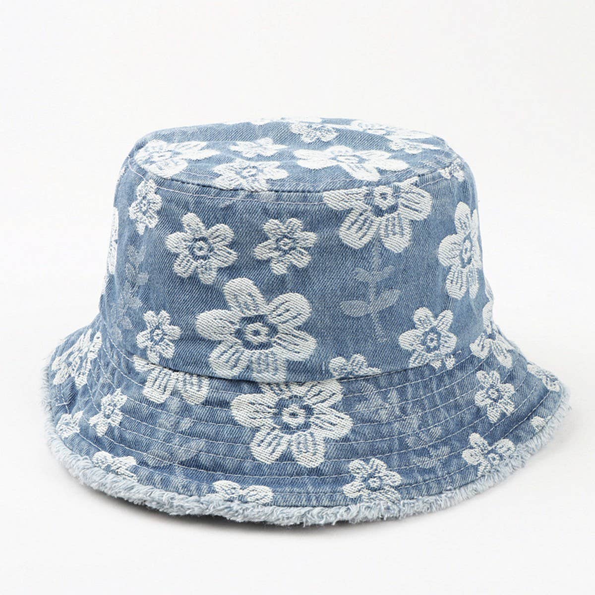 CWAH1509_VINTAGE FLORAL DESIGN DENIM  BUCKET HAT
