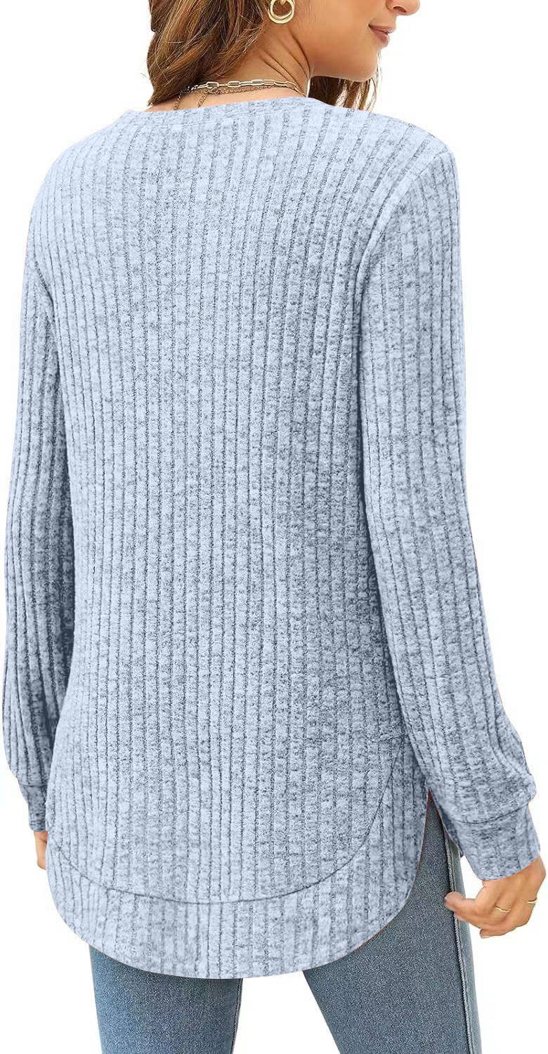 SOLID COLOR ROUND NECK LONG SLEEVE BRUSHED SHIRT