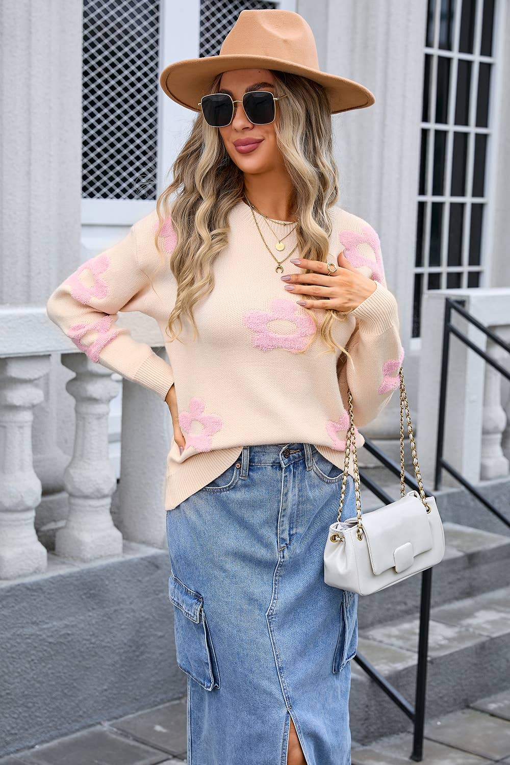 WOMEN'S FLORAL PERSONALITY PLUS-SIZE SWEATER