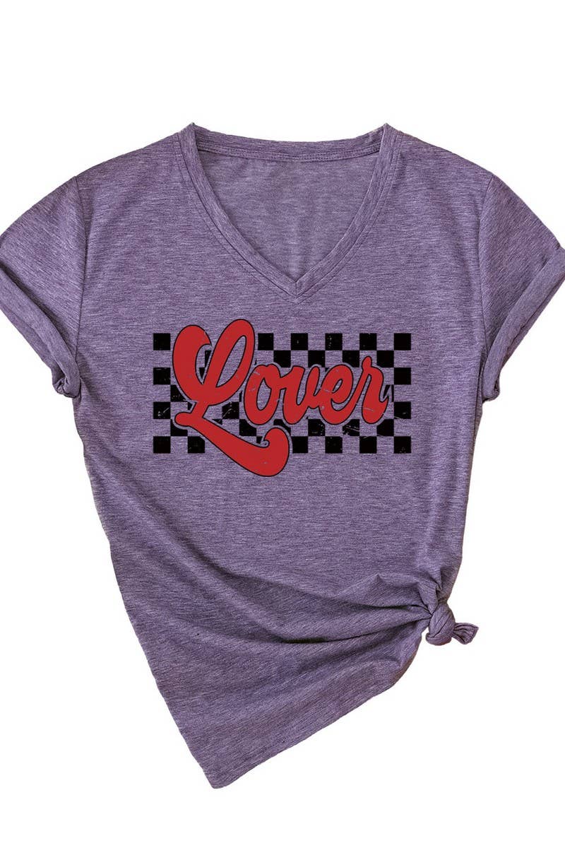 TEMPERAMENT TRACK PRINTED V NECK T SHIRT_CWTTS0712