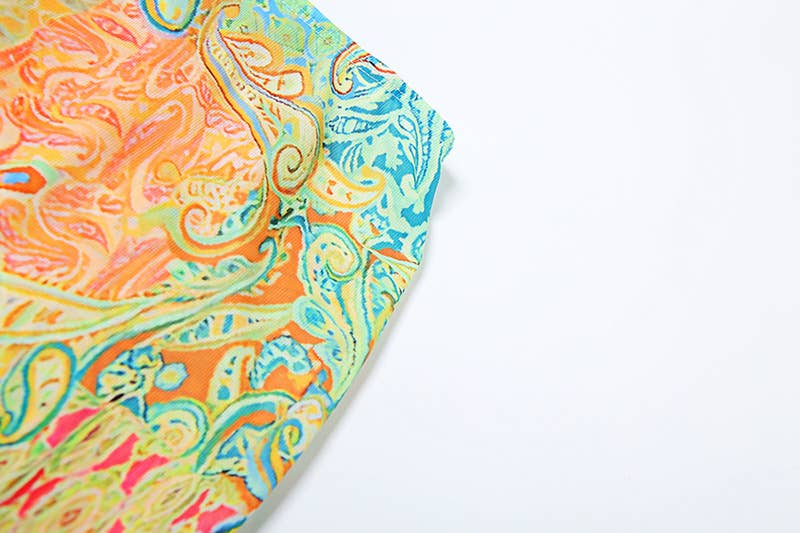 Three-piece set of printed top skirt underpants