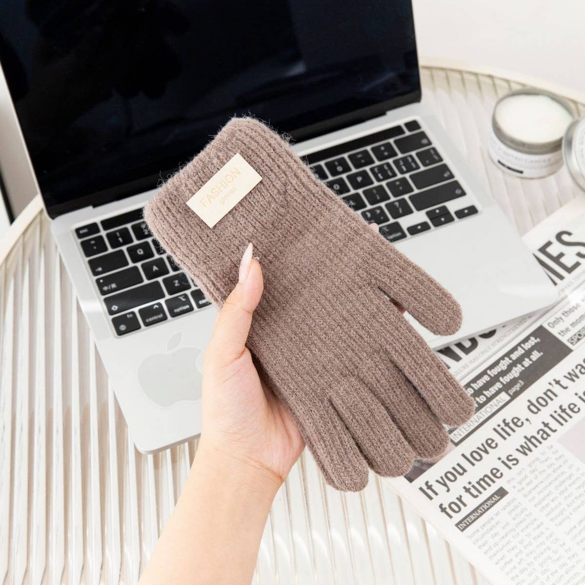 CWAG00560_WOMEN WINTER KNIT FINGERLESS TOUCHSCREEN GLOVES
