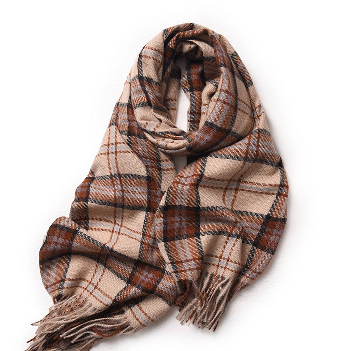 Plaid Winter Scarf for Women ??Soft Tassel Shawl_CWASC0224