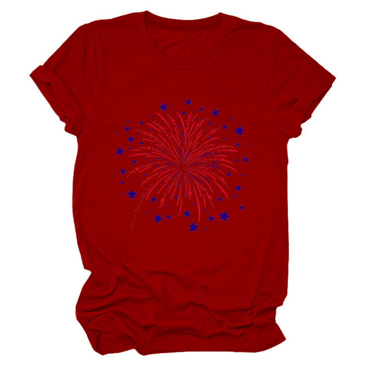 Trendy Loose Star Fireworks Graphic Tee for Women