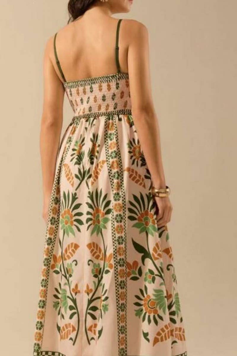 CWDMD5837_FLORAL PRINT STRAPPY BOHO VACATION DRESS