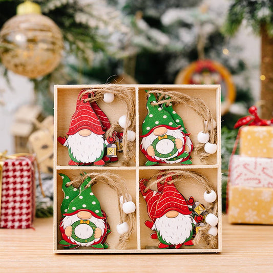 CWMM10288_CHRISTMAS WOODEN FACELESS GNOME ORNAMENTS SET