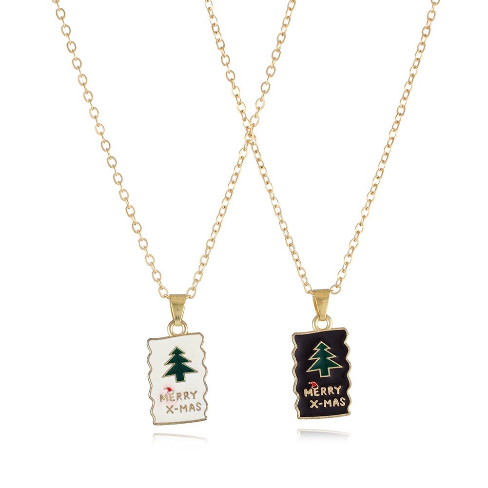 CHRISTMAS SNOWMAN CHRISTMAS TREE NECKLACE SET
