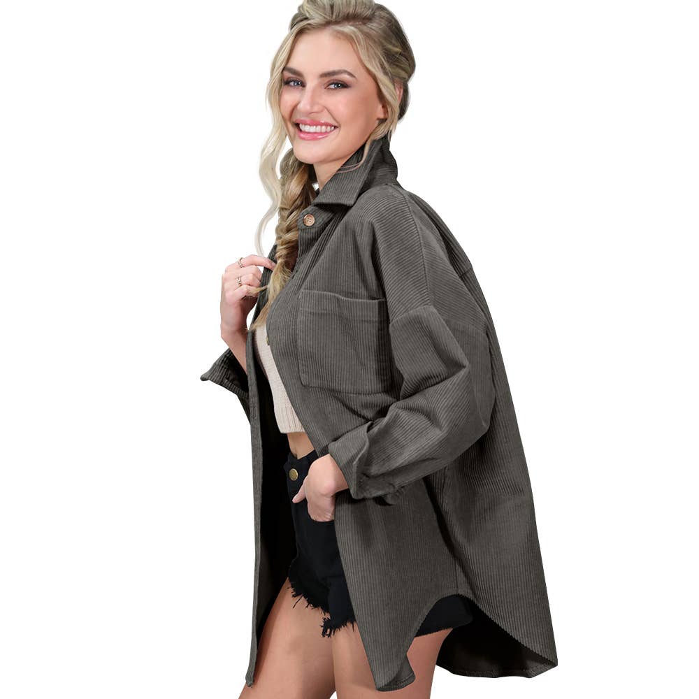 WOMEN LOOSE BUTTON DOWN JACKET_CWOJA695