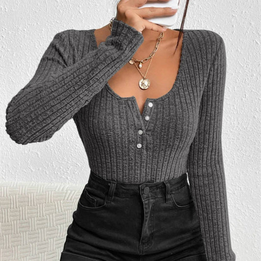 ROUND NECK PIT STRIPED FLEECE SOLID COLOR SWEATER