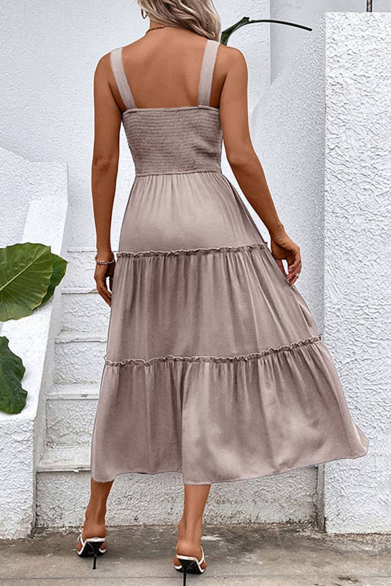 CWDMD4874_SOLID COLOR SQUARE NECK SUSPENDER DRESS