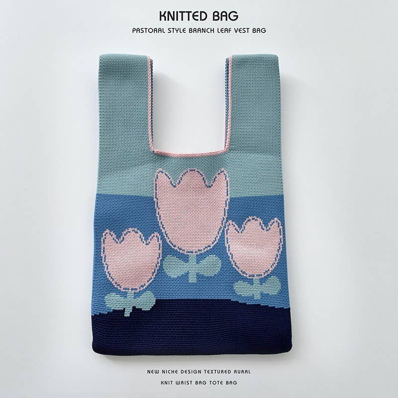 Flower series versatile knitted bag