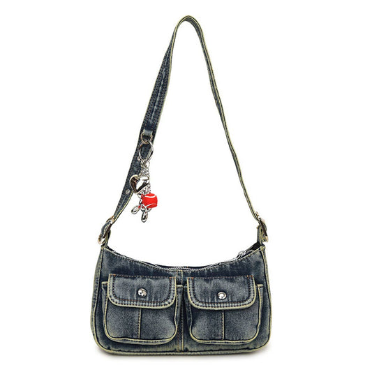 Fashionable denim single-shoulder crossbody bag