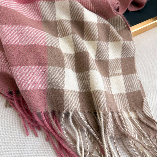 Modern Plaid Fringe Scarf with Luxe Texture