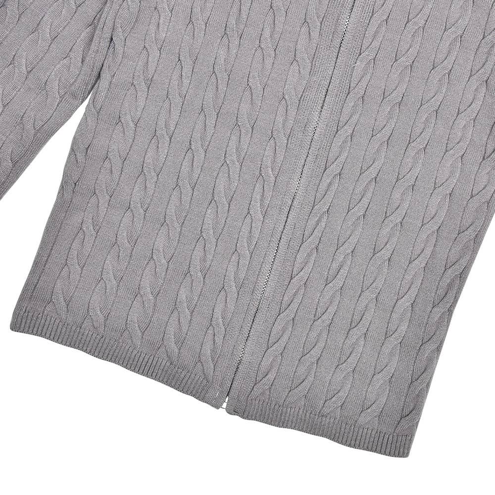 Fashionable semi-high neck zipper knit cardigan