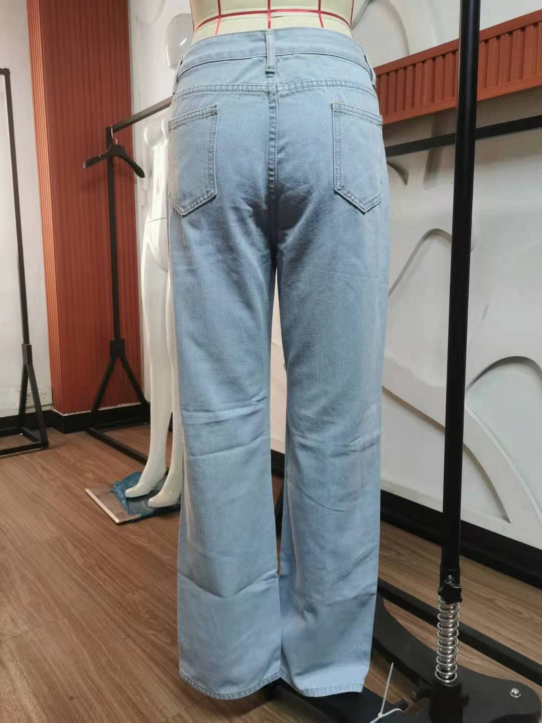 VINTAGE CASUAL RIPPED WASH DENIM PANTS