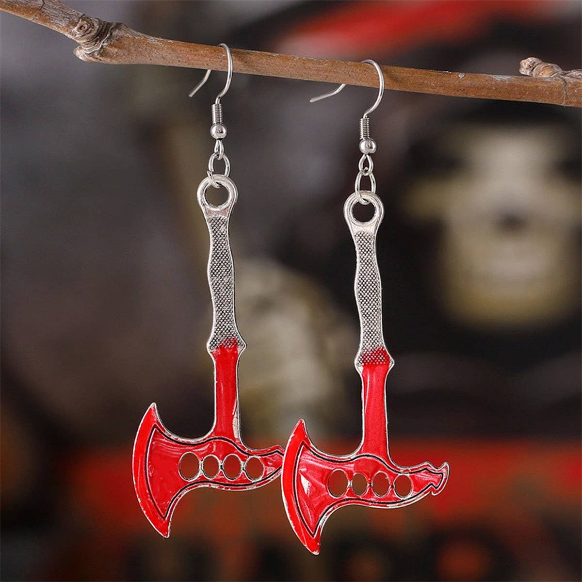 HALLOWEEN BLOODY HORROR SCISSORS AXE EARRINGS