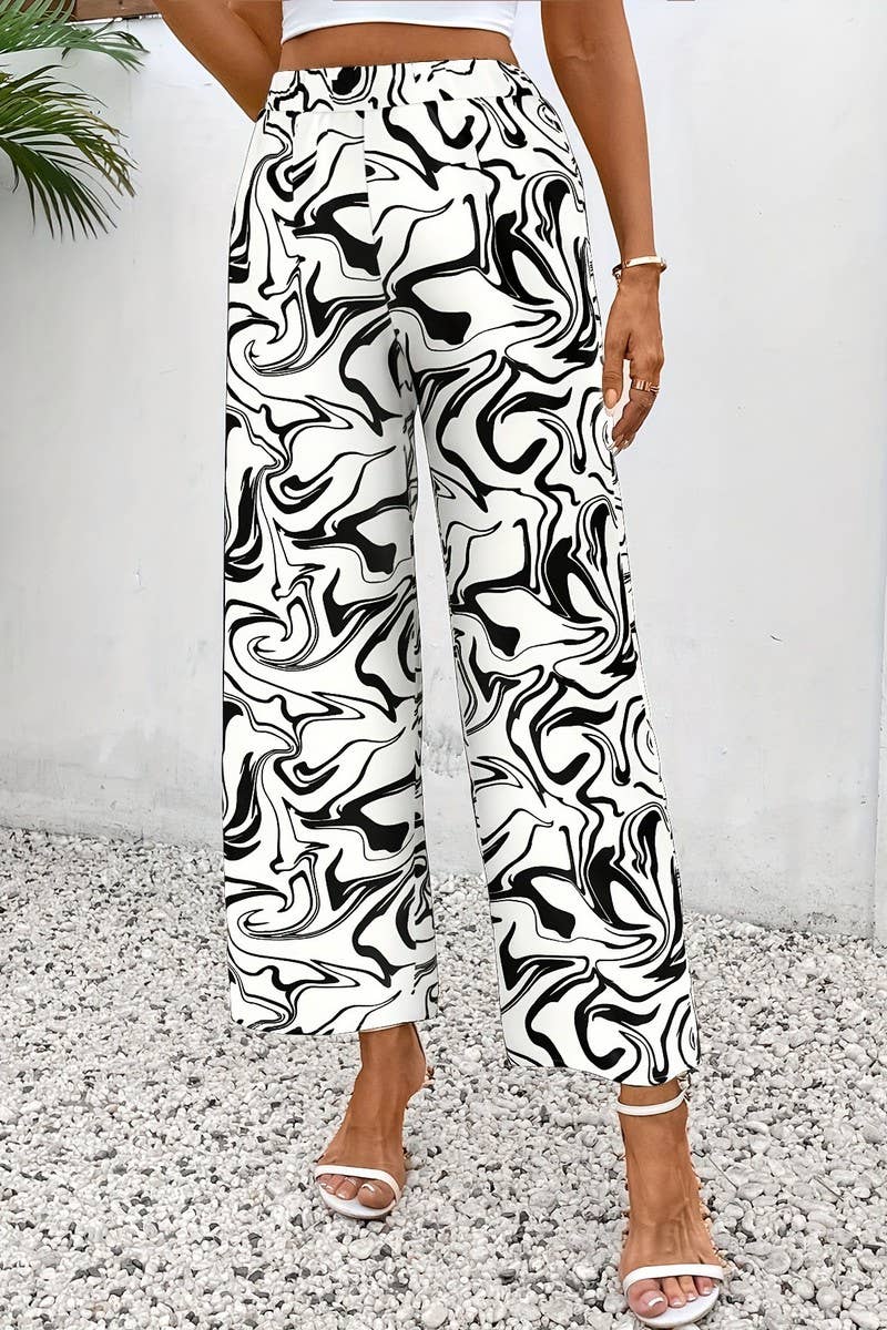 CWBLP2088_MARBLE PRINT HIGH WAIST WIDE LEG PANTS