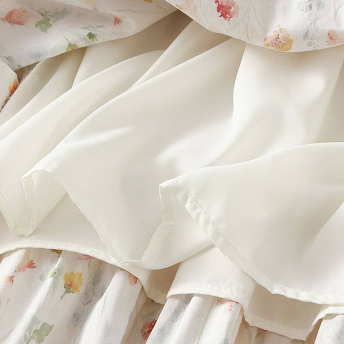 Sweet Floral A-Line Elastic Waist Midi Skirt