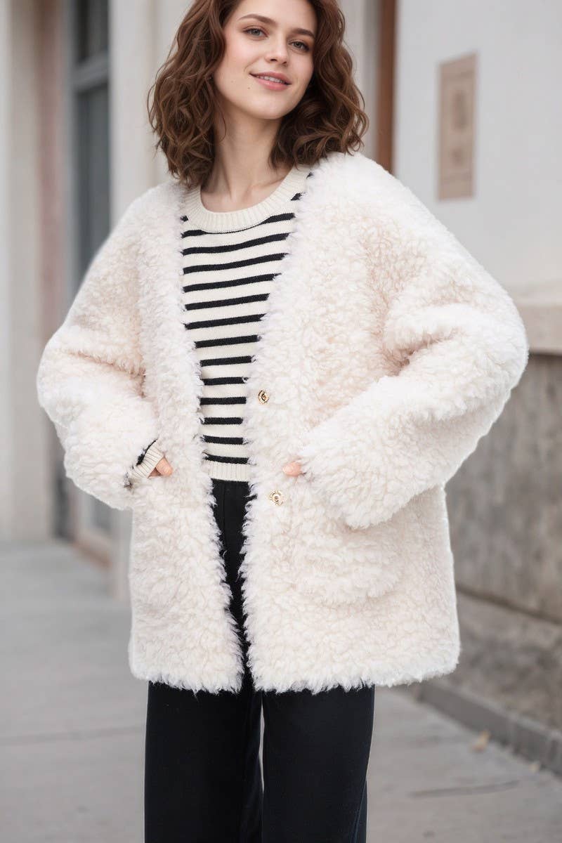 CWOCAL2321_FASHIONABLE LAMBSWOOL THICK LOOSE COAT