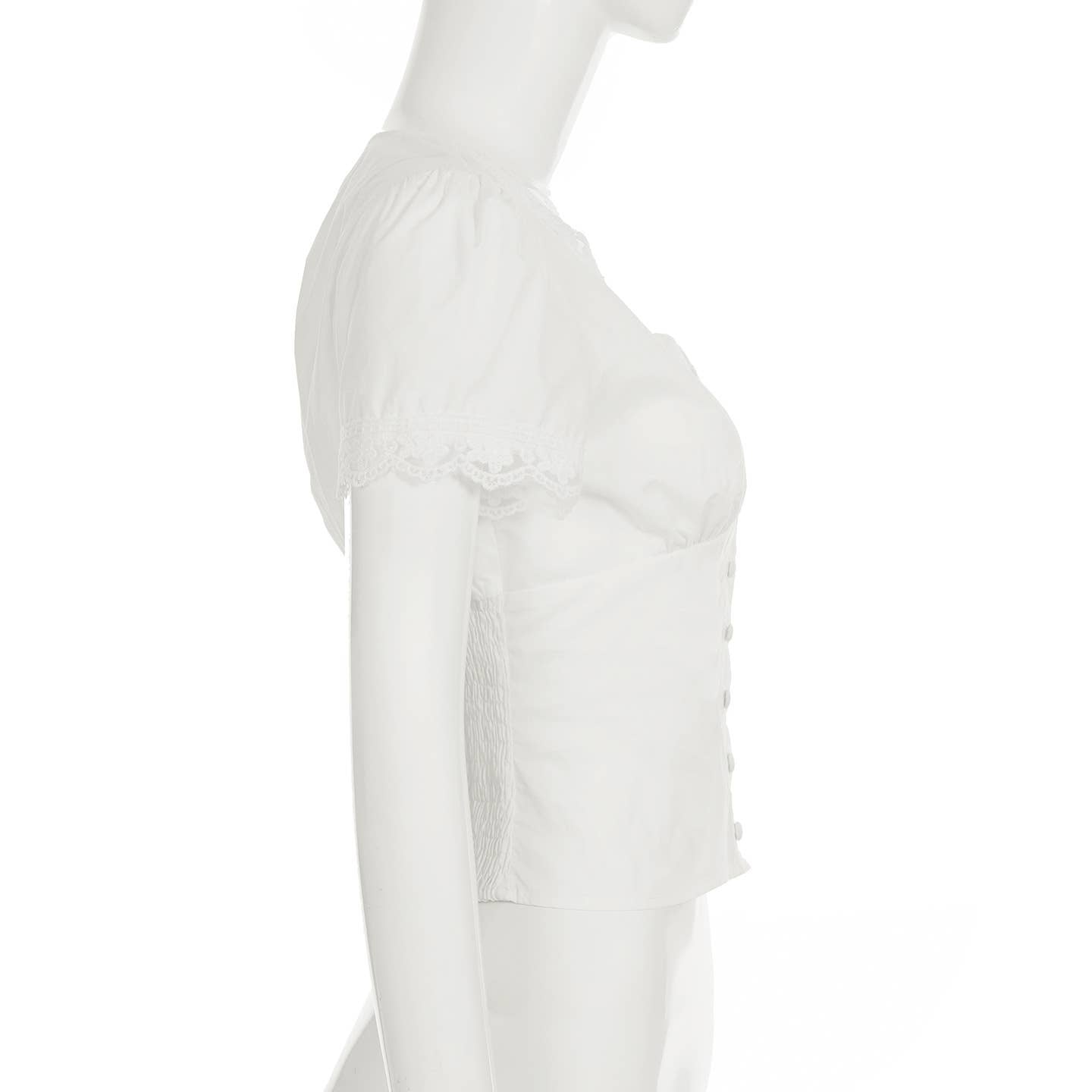 Lace patchwork breasted short-sleeved T-shirt