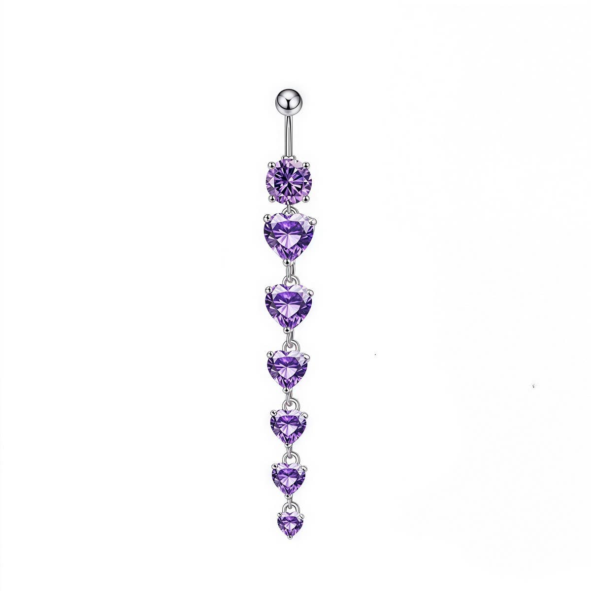 Hot Copper CZ Heart Bar Belly Ring Piercing