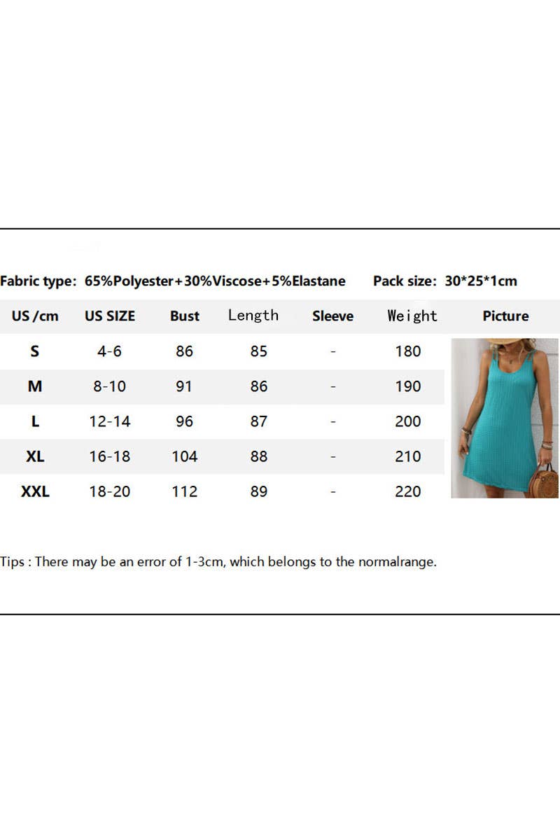 CWDSD7458_SUMMER SOLID COLOR LOOSE SLEEVELESS DRESS