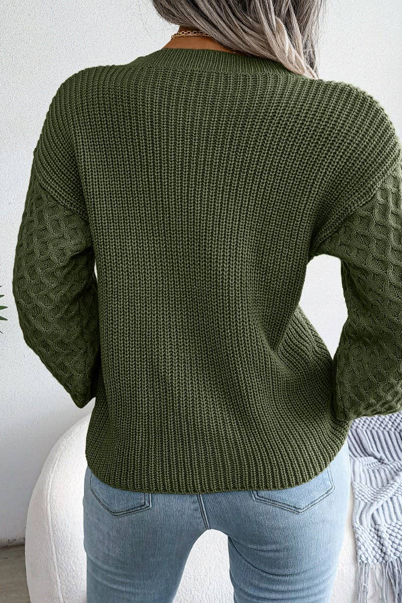 WOMEN FISHERMAN CABLE KNIT LOOSE FIT SWEATER_CWOSWL0464