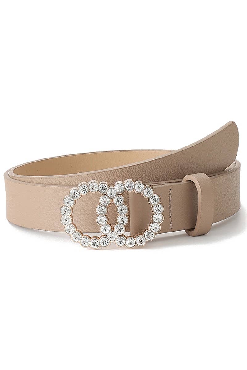 BEADS DETAIL DOUBLE O RING TRENDY LEATHER BELT_CWABE024