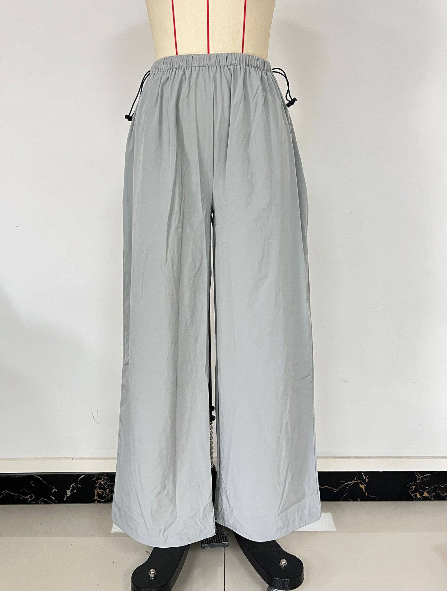 Stretched-waist wide-leg sportswear pants