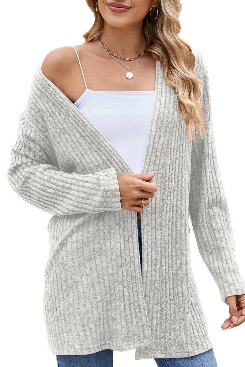 CWOCAL1917_LONG-SLEEVED FITTING BRUSHED KNITTED CARDIGAN